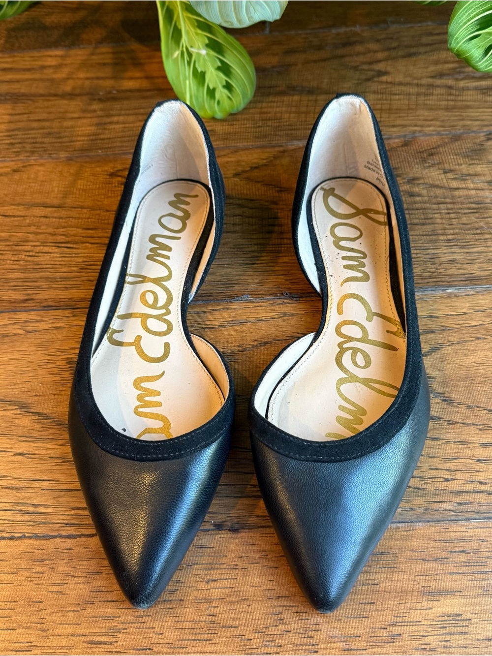 Sam Edelman Black Pointed D'Orsay Leather Flats